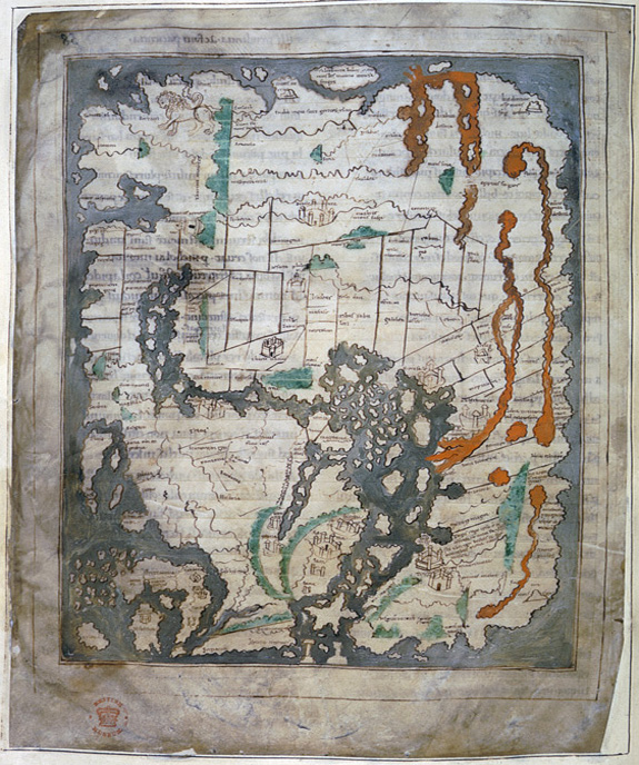 Anglo-Saxon World Map, aka the Cotton MapLondon, British Library, Cotton MS Tiberius BV f56v